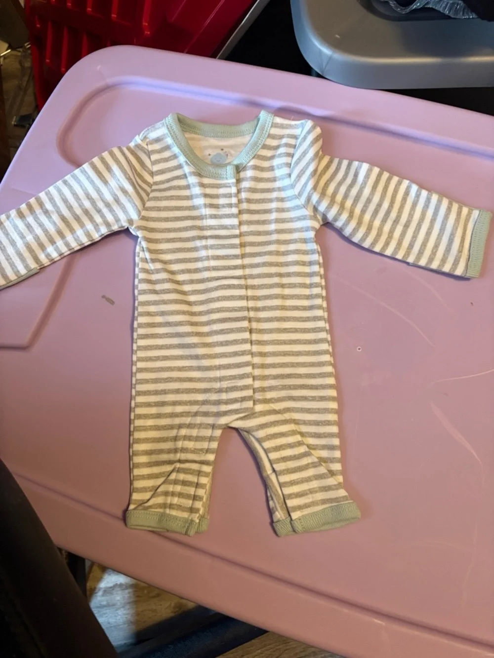 Soft Knit Baby One-Piece in Light Sage with Cross Print 4 pieces
